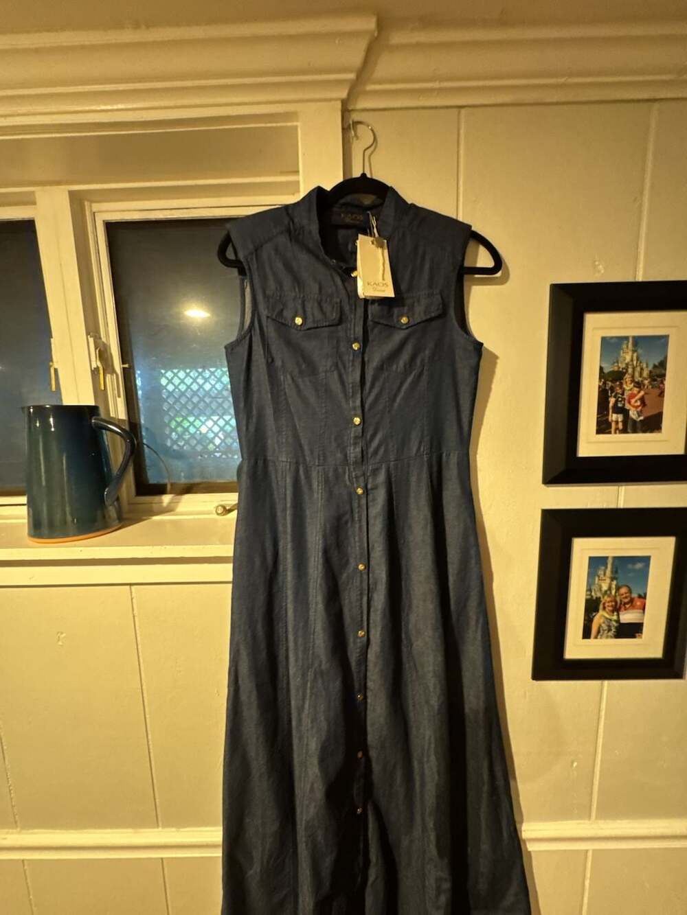 KAOS Denim Sleeveless Button-Down Maci Denim colored  Dress